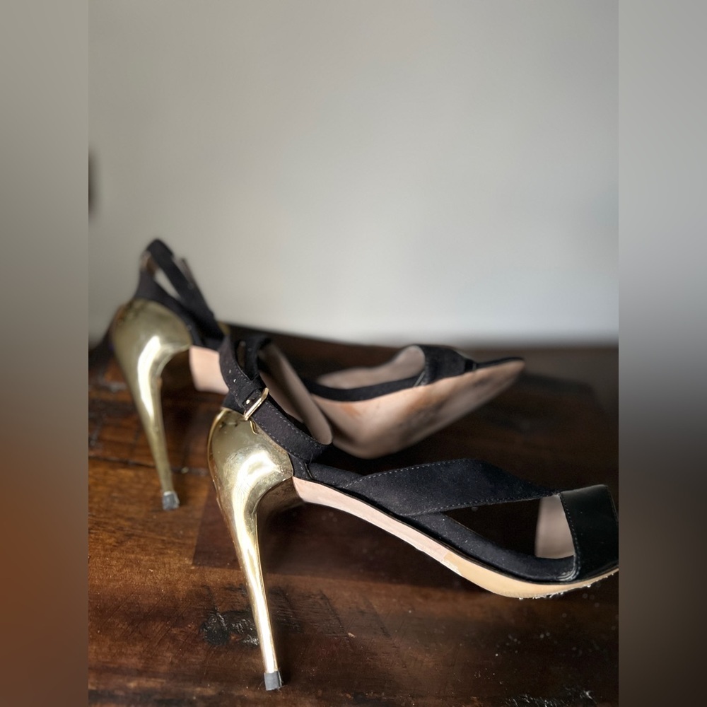 Zara Basic Collection Black Suede Leather And Gol… - image 3